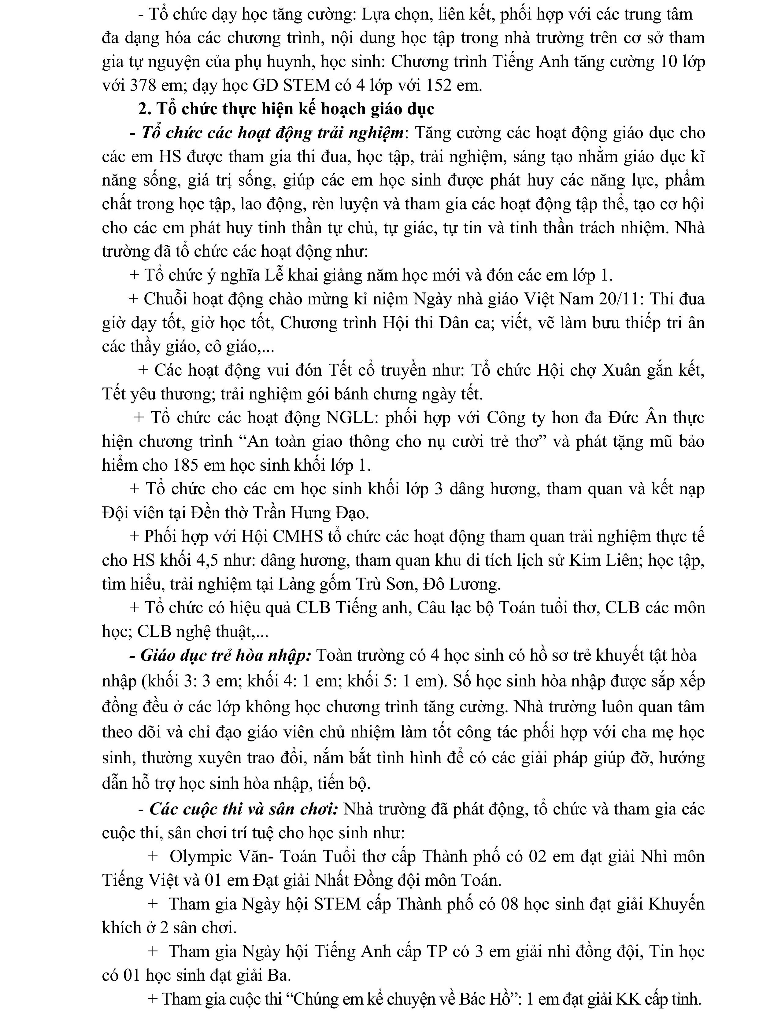 BÁO CÁO THƯỜNG NIÊN NĂM HỌC 2024-2025