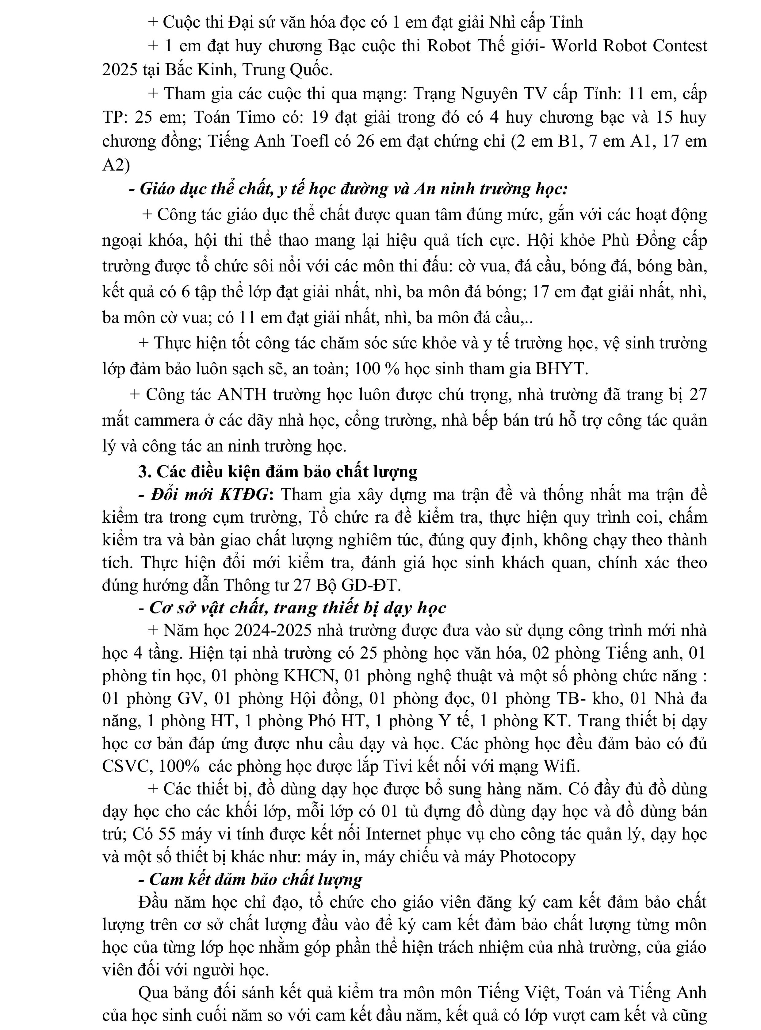 BÁO CÁO THƯỜNG NIÊN NĂM HỌC 2024-2025
