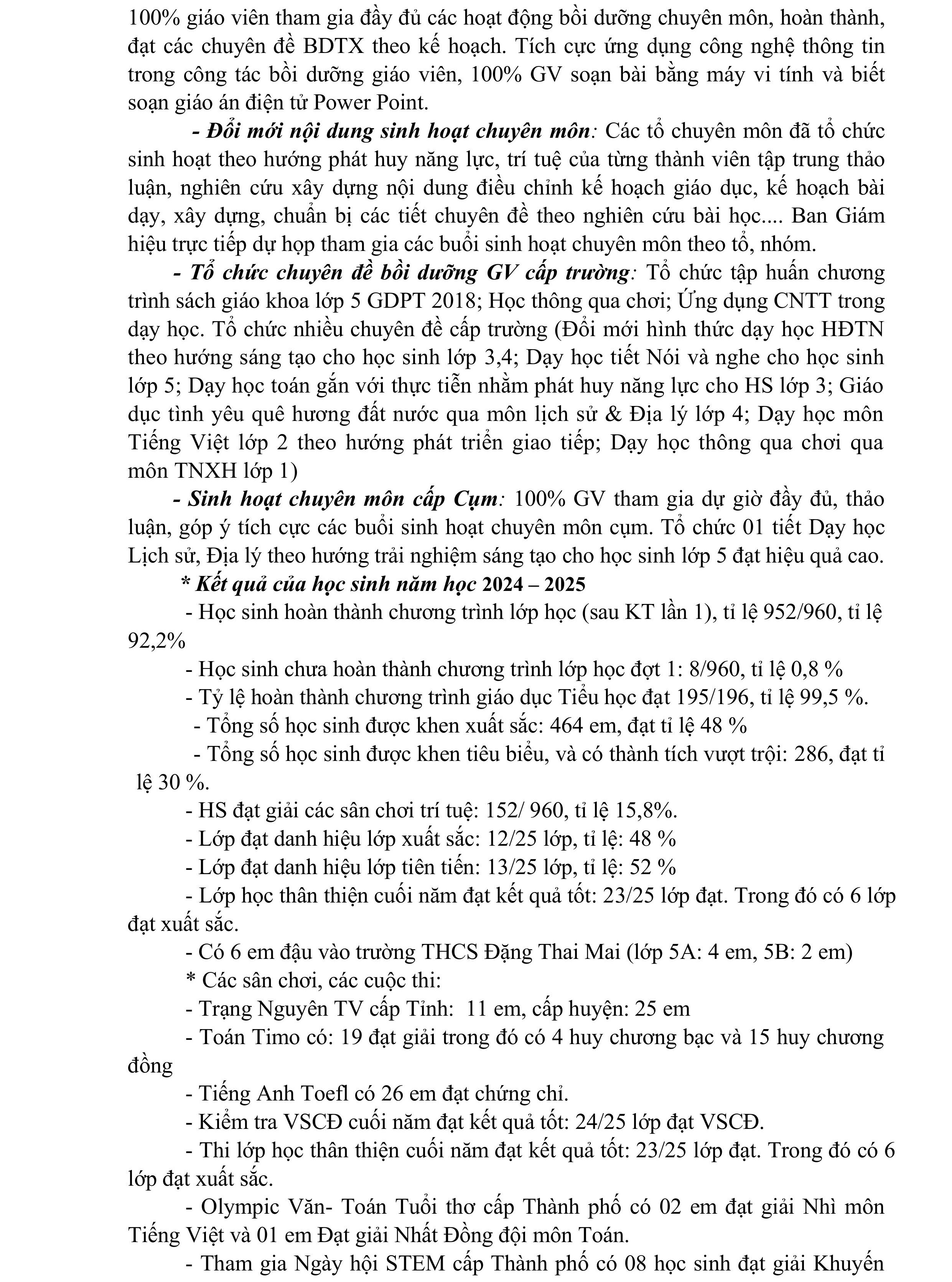 BÁO CÁO THƯỜNG NIÊN NĂM HỌC 2024-2025