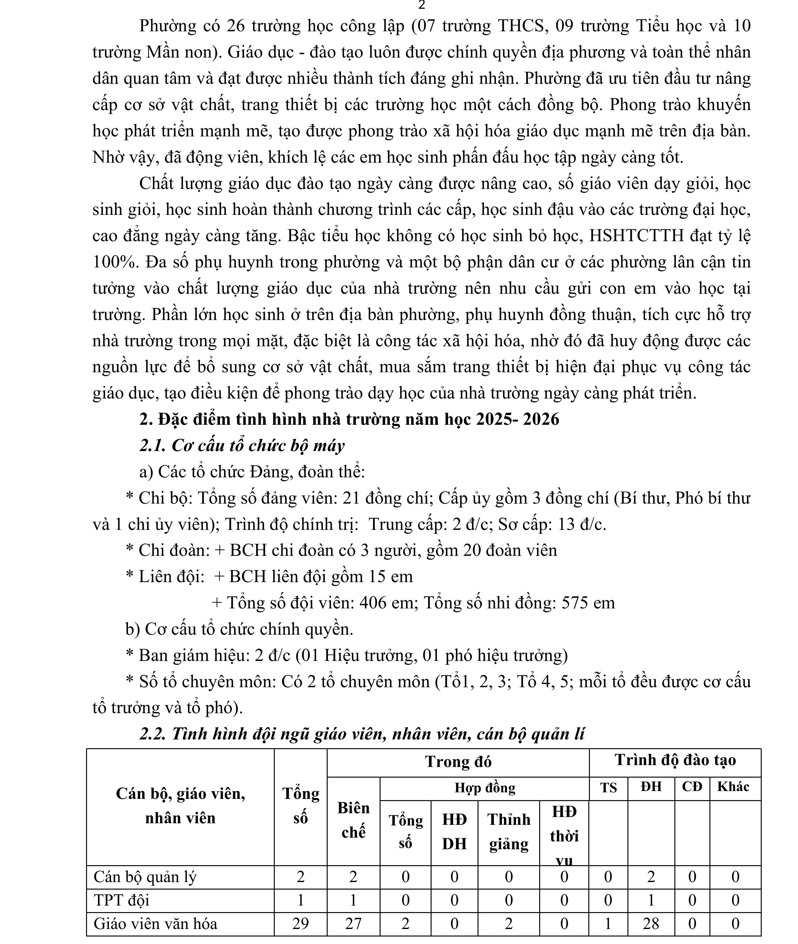 KẾ HOẠCH GIÁO DỤC NHÀ TRƯỜNG NĂM HỌC 2025 - 2026