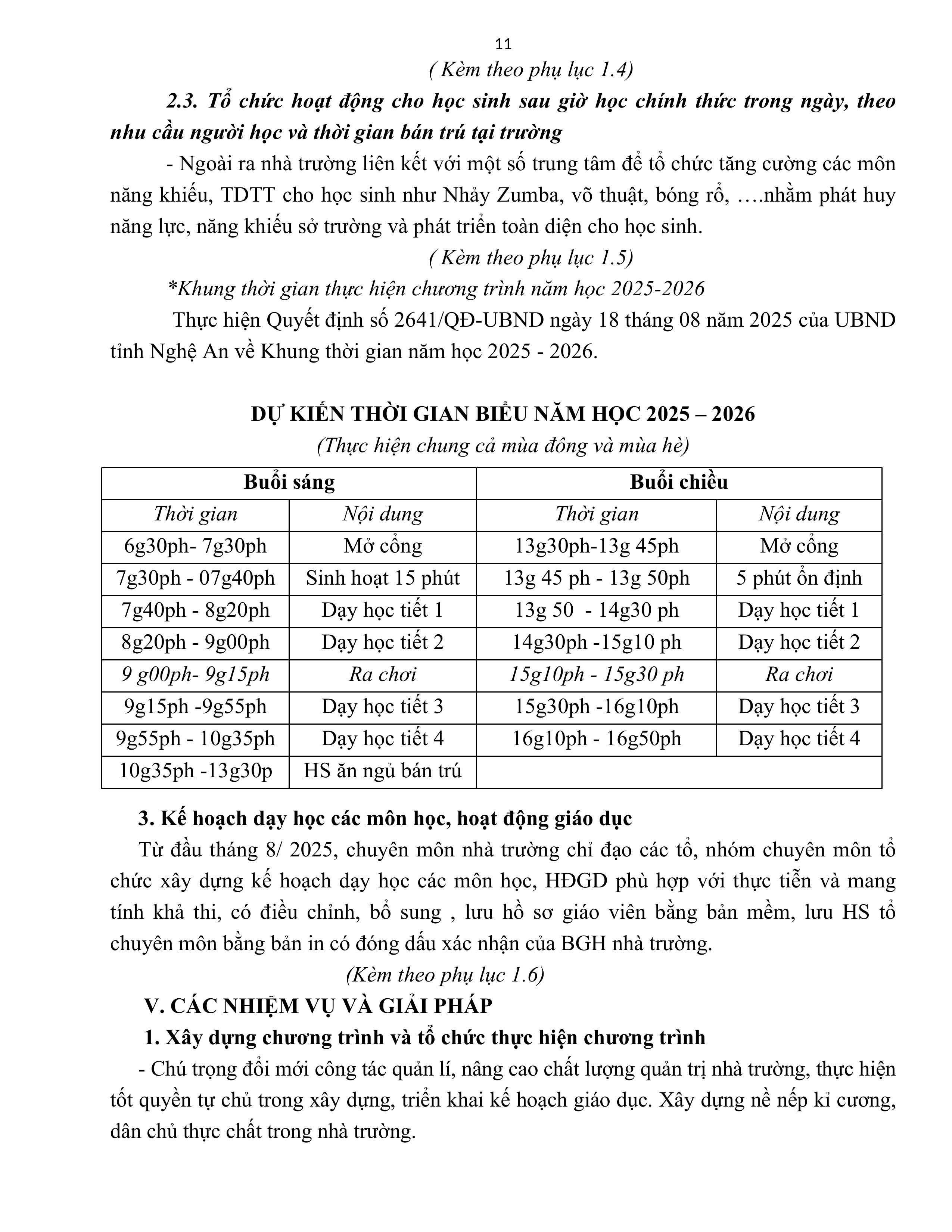 KẾ HOẠCH GIÁO DỤC NHÀ TRƯỜNG NĂM HỌC 2025 - 2026