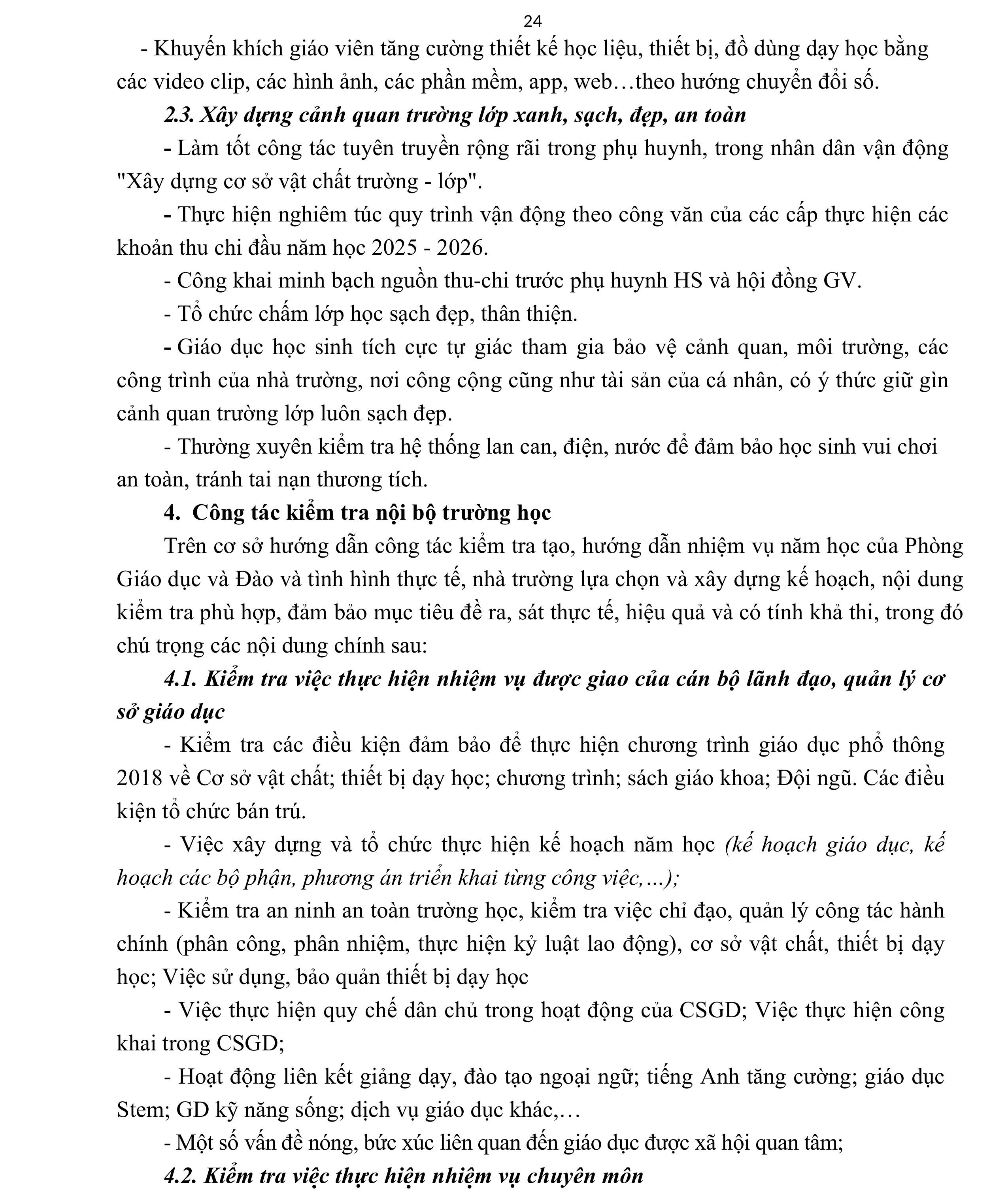 KẾ HOẠCH GIÁO DỤC NHÀ TRƯỜNG NĂM HỌC 2025 - 2026