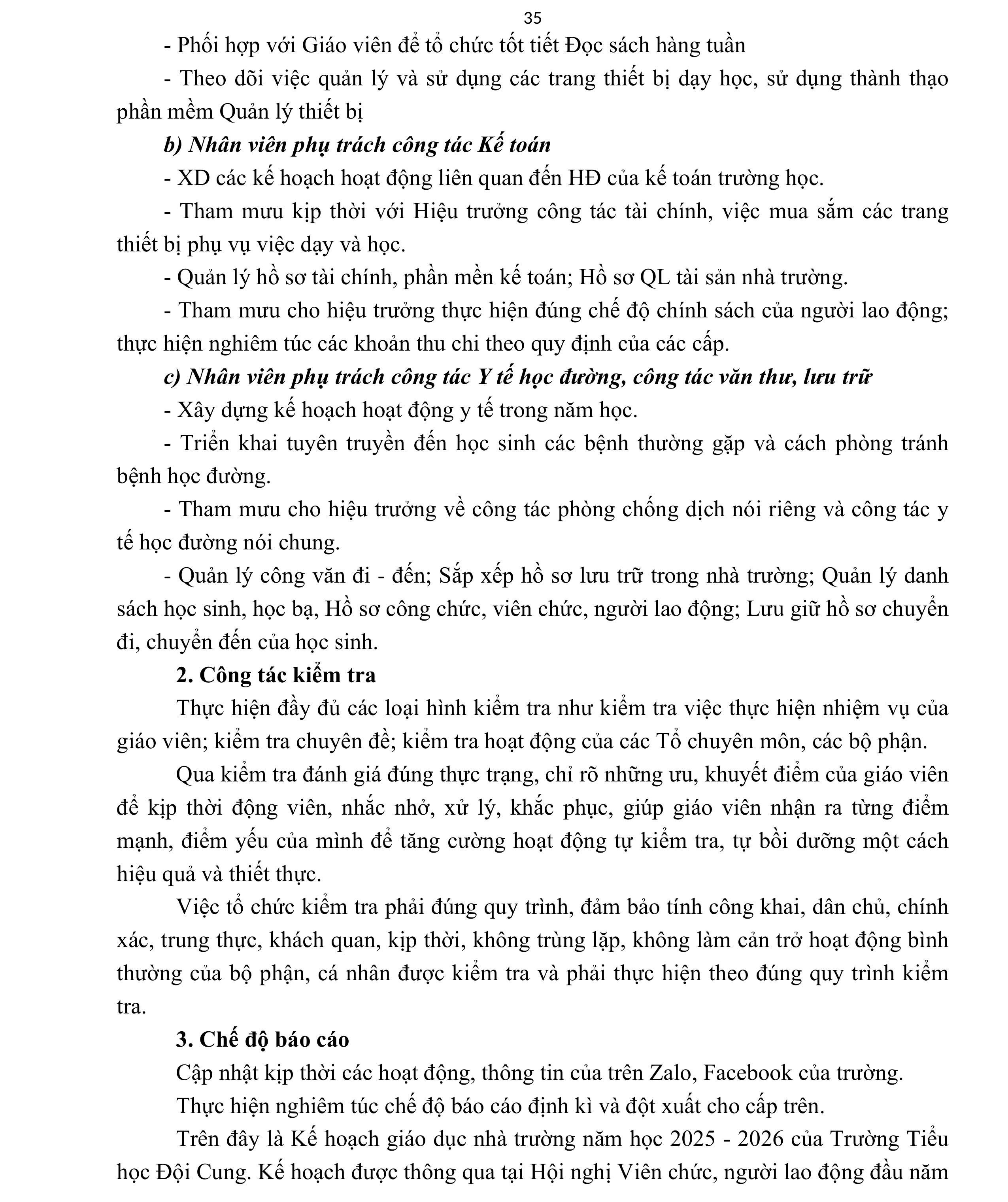 KẾ HOẠCH GIÁO DỤC NHÀ TRƯỜNG NĂM HỌC 2025 - 2026