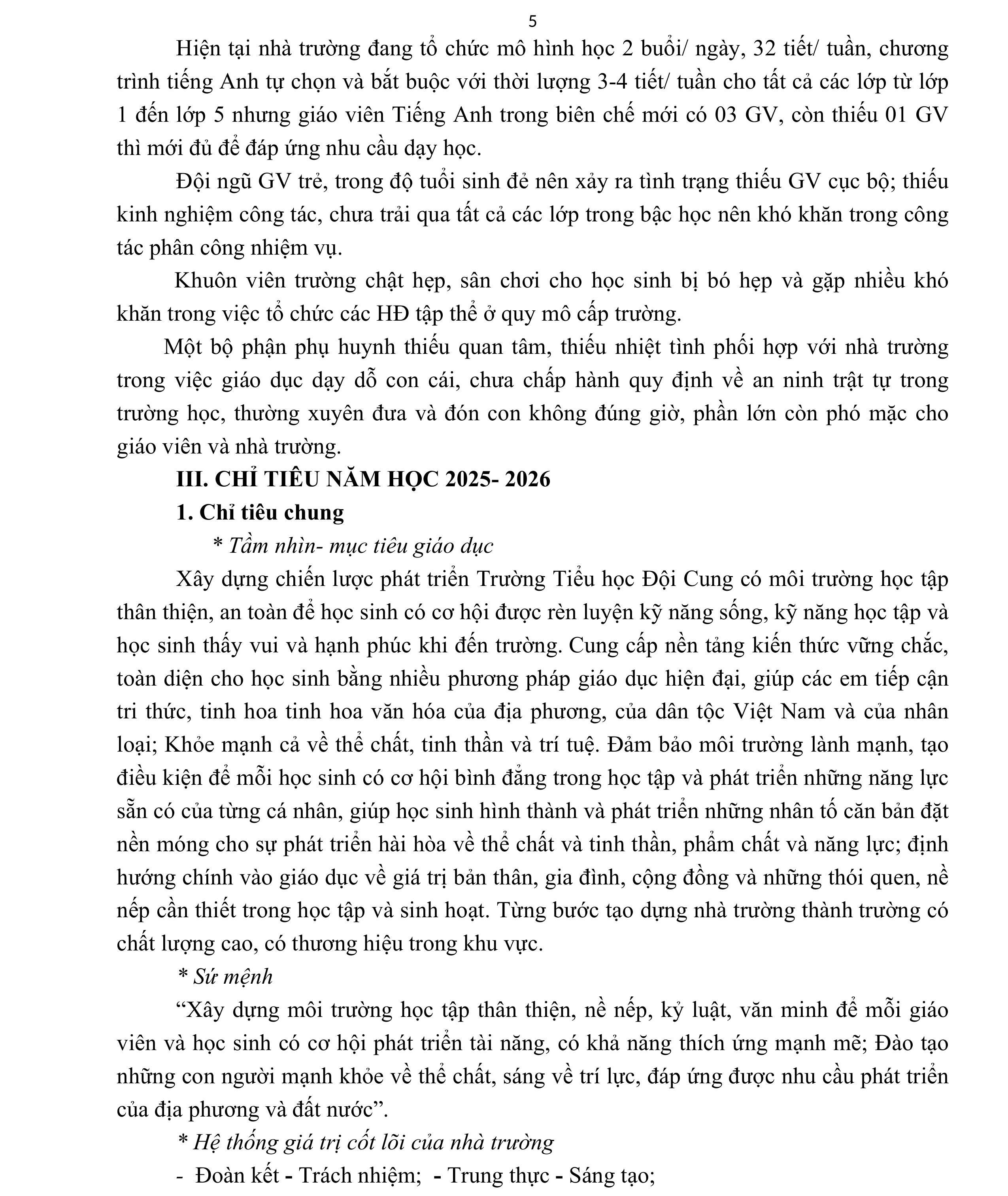 KẾ HOẠCH GIÁO DỤC NHÀ TRƯỜNG NĂM HỌC 2025 - 2026