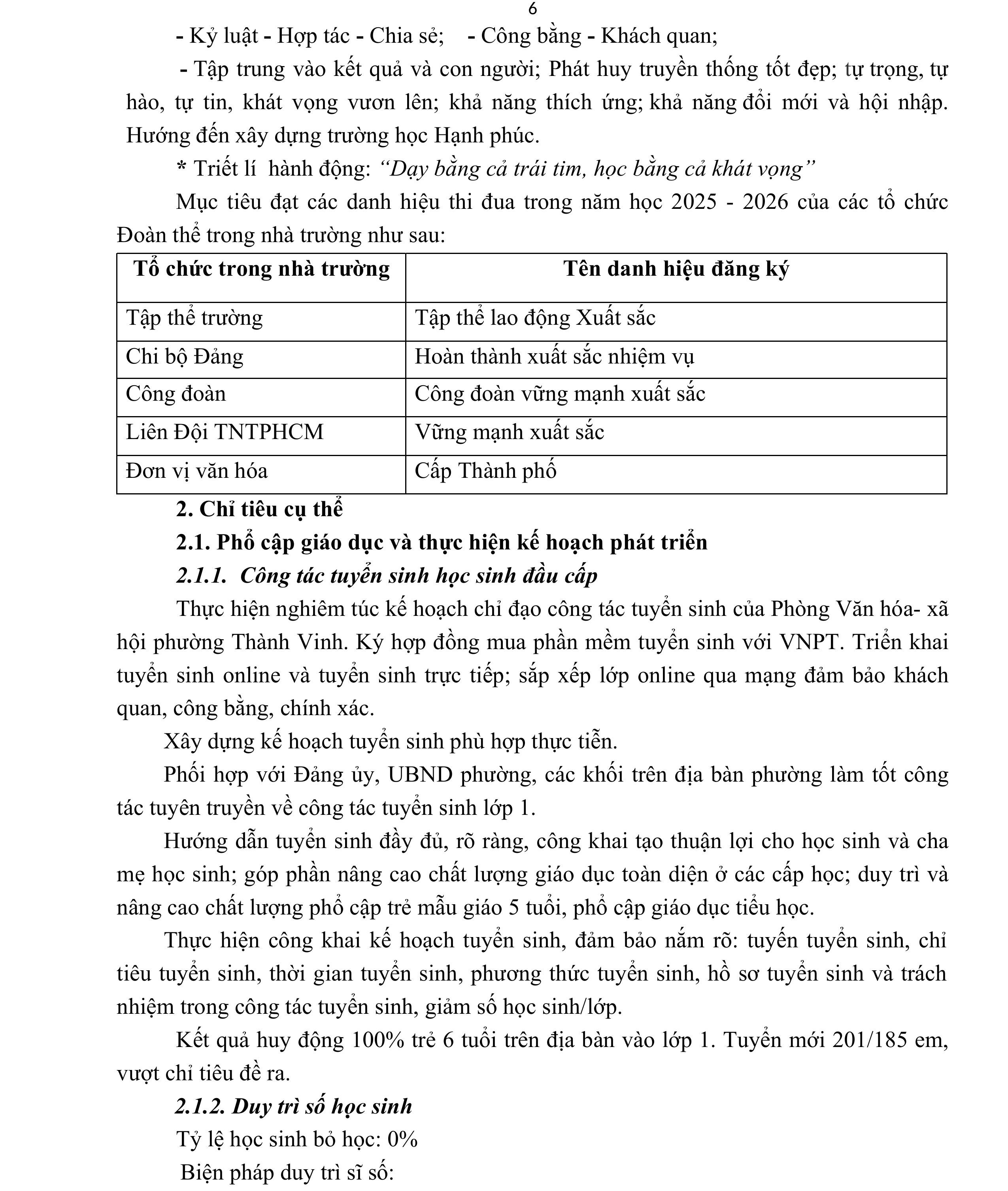 KẾ HOẠCH GIÁO DỤC NHÀ TRƯỜNG NĂM HỌC 2025 - 2026
