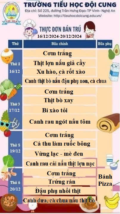 THỰC ĐƠN TUẦN 15