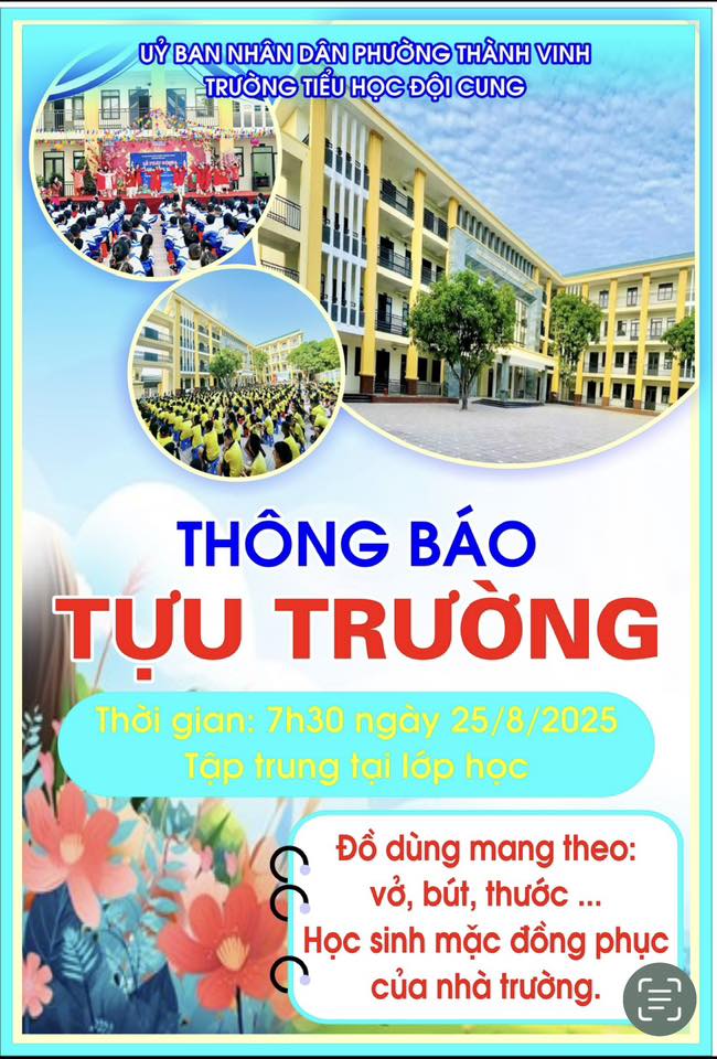 THÔNG BÁO TỰU TRƯỜNG NĂM HỌC 2025–2026!